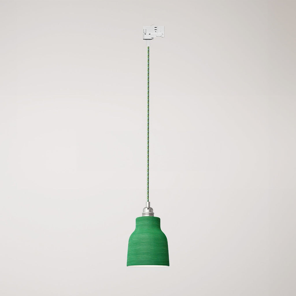 Pendelleuchte mit Vaso-Schirm und Adapter für Schienensystem – Gestreiftes Evergreen