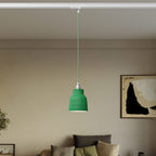 Pendelleuchte mit Vaso-Schirm und Adapter für Schienensystem – Gestreiftes Evergreen – Ansicht 2