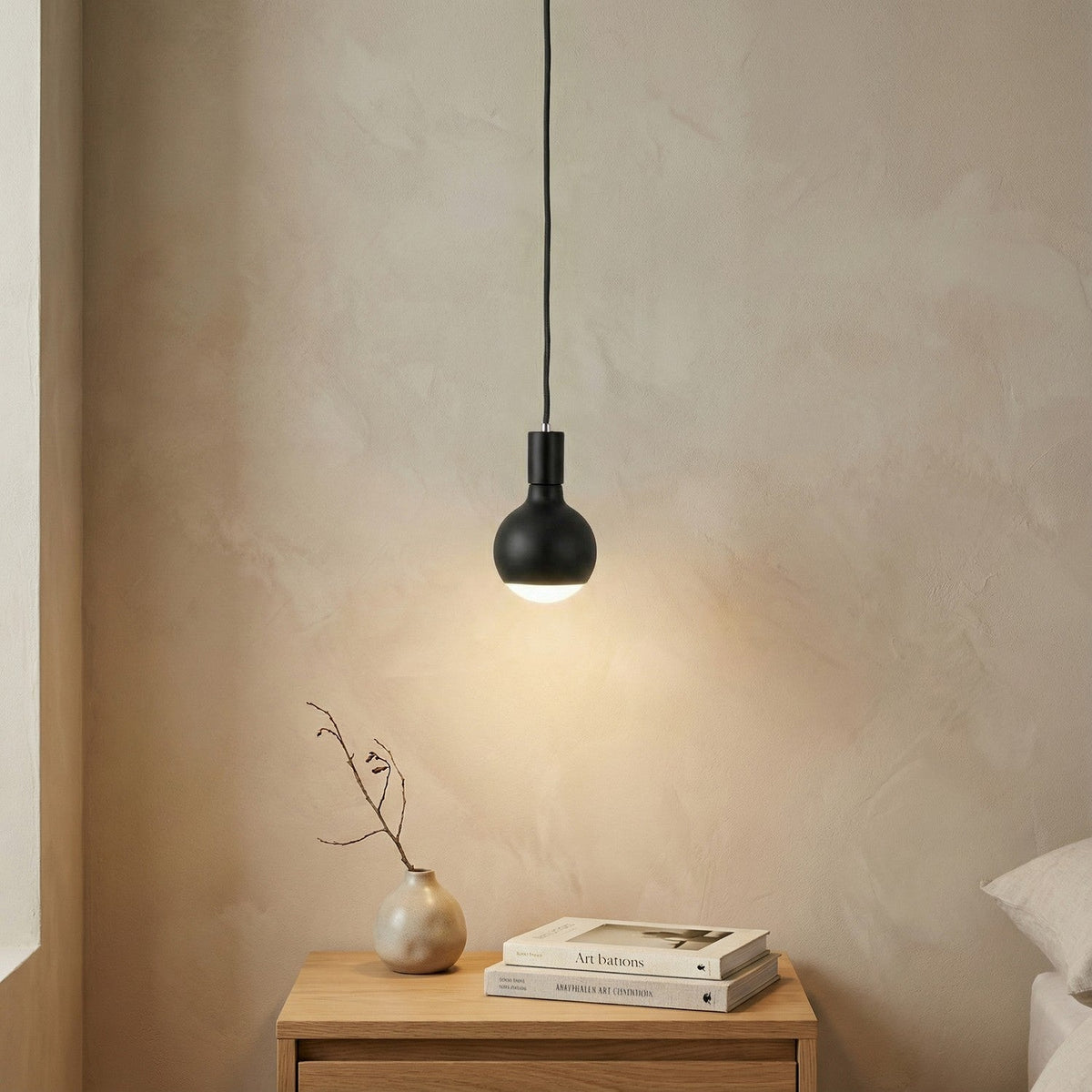Pendelleuchte Filotto Metallico mit Glühbirne Lucia – Schwarz – Ansicht 2