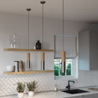 Pendelleuchte Made in Italy mit Textilkabel und doppeltem Tub-E14-Schirm aus Holz und Metall – Satin-Titan – Ansicht 2