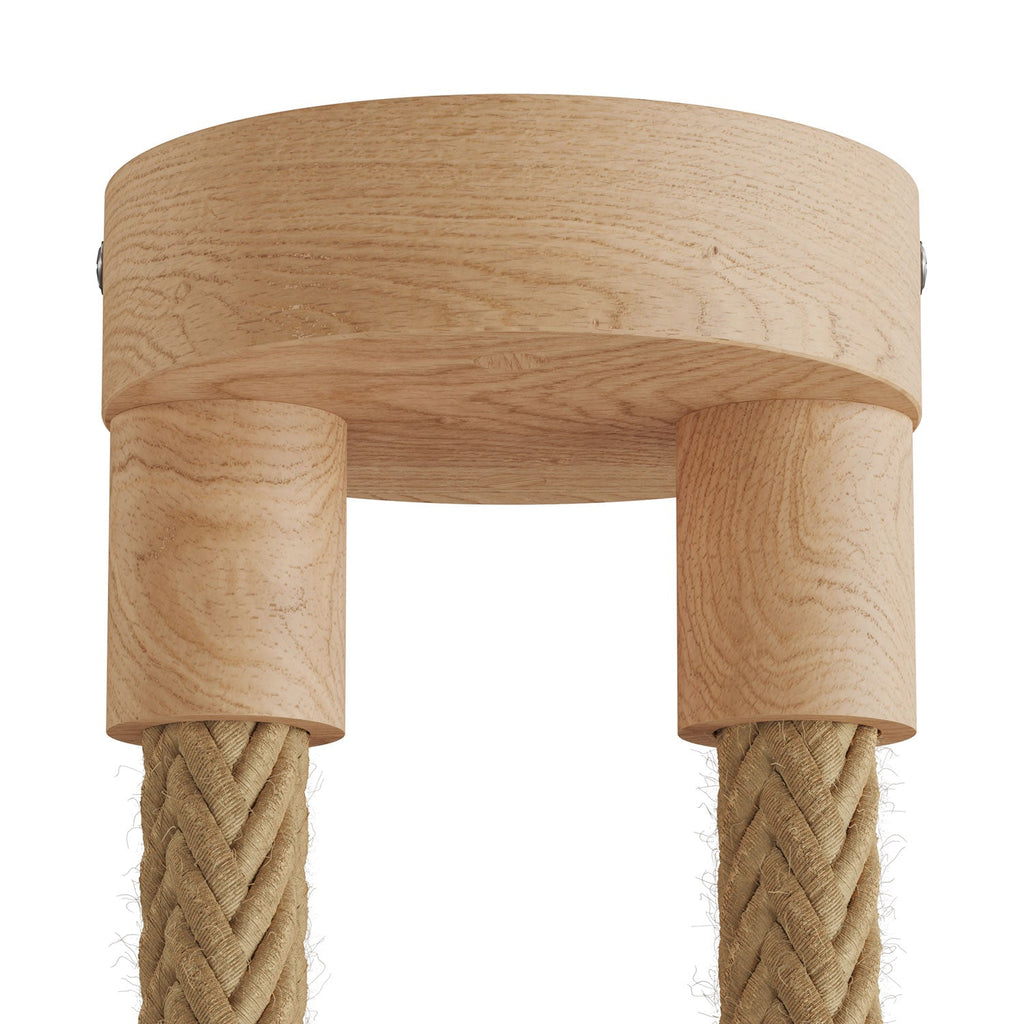 Mehrfach-Pendelleuchte mit 2 Abhängungen, komplett mit 2XL-Kordel und Holzdetails – Neutral – Ansicht 5