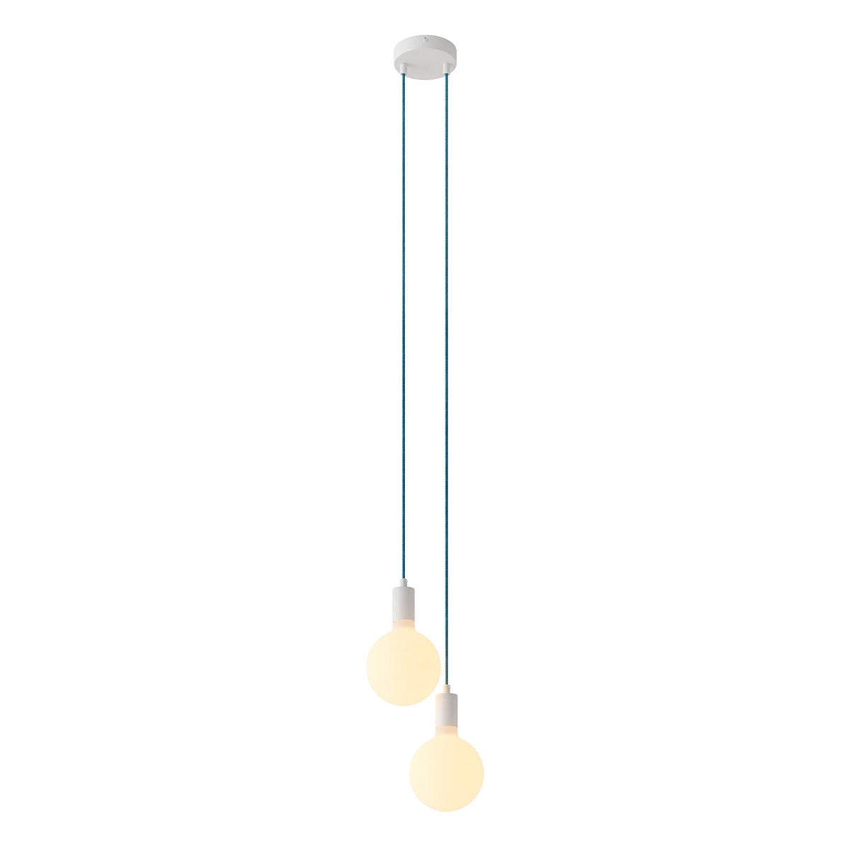 Mehrfachpendelleuchte mit 2 Abhängungen und Metalldetails - Weiß