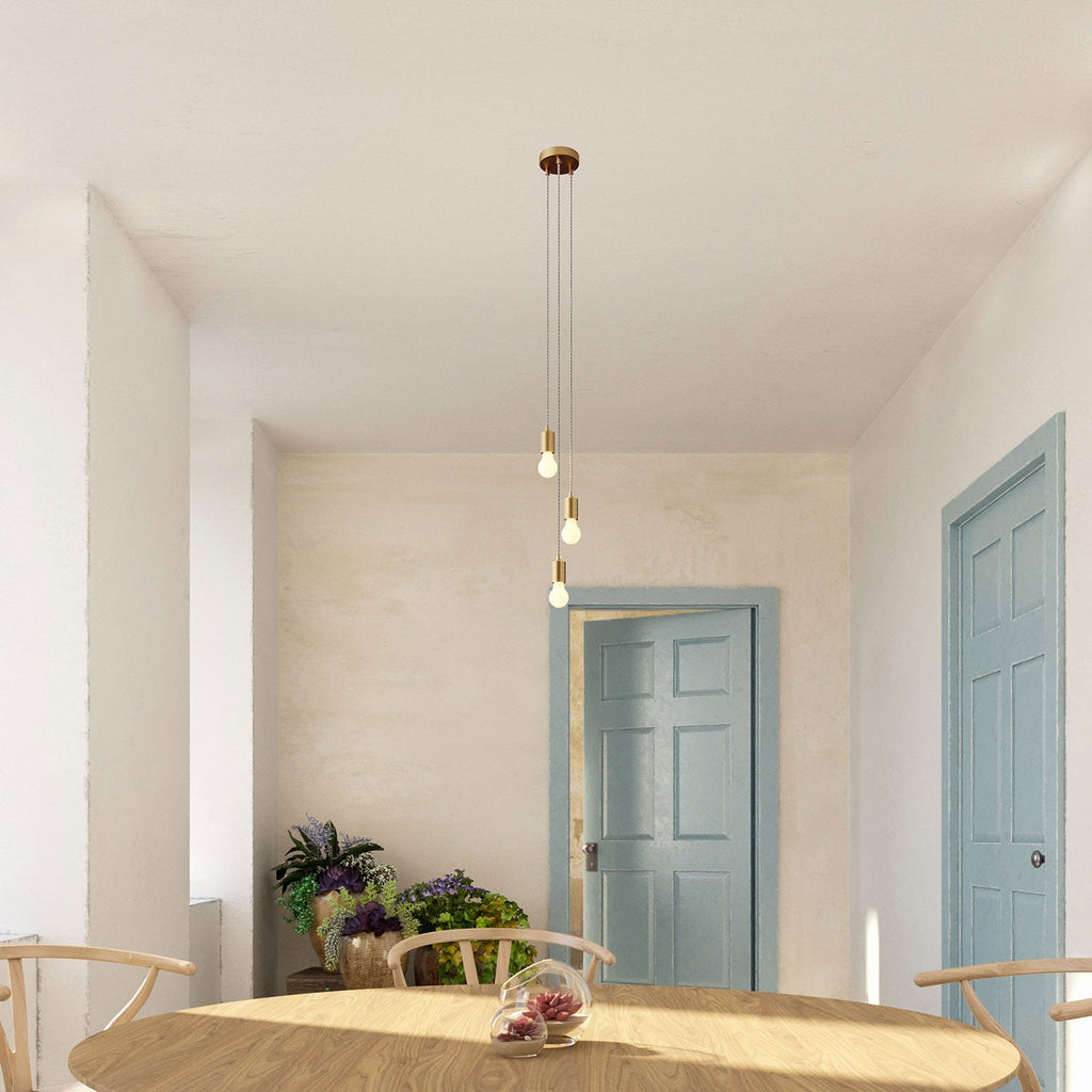 Mehrfachpendelleuchte mit 3 Abgängen und Metallakzenten – Satin Bronze – Ansicht 2