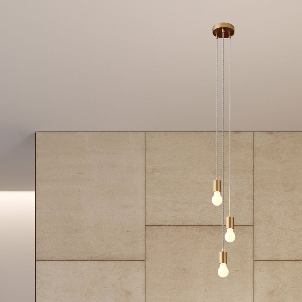 Mehrfachpendelleuchte mit 3 Abgängen und Metallakzenten – Satin Bronze – Ansicht 3