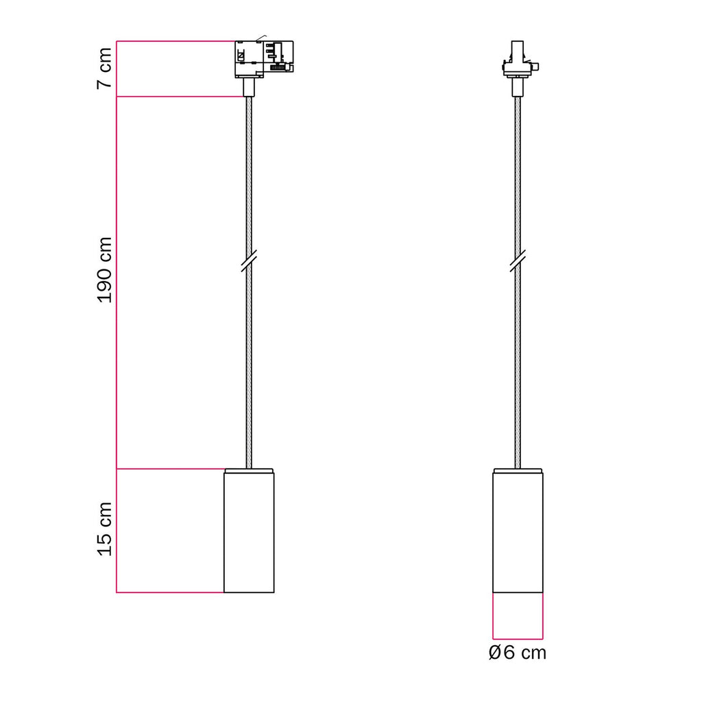 Pendelleuchte für Schienensystem mit Textilkabel und Tub-E14 - Neutral – Ansicht 6