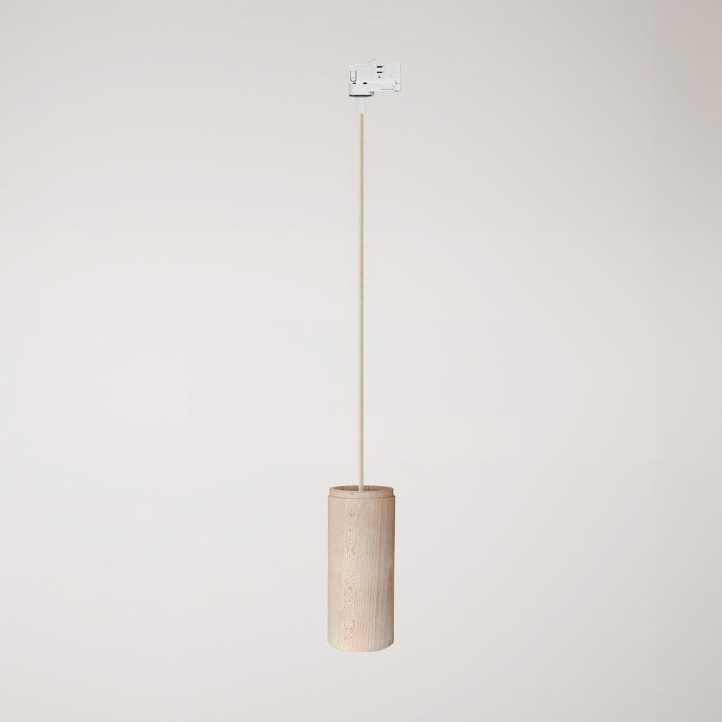Pendelleuchte für Schienensysteme mit Stoffkabel und Tub-E27 – Natur