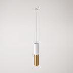 Pendelleuchte für Schienensysteme mit doppeltem Tub-E14 Schirm – Weiß und Satiniertes Bronze