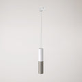 Pendelleuchte für Stromschienen mit Doppel-Lampenschirm Tub-E14 – Weiß und Satin-Titan