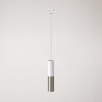 Pendelleuchte für Stromschienen mit Doppel-Lampenschirm Tub-E14 – Weiß und Satin-Titan
