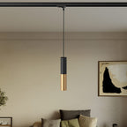 Pendelleuchte für Stromschienensystem mit doppeltem Lampenschirm Tub-E14 – Schwarz und Satin Bronze – Ansicht 2