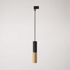 Pendelleuchte für Stromschienensystem mit doppeltem Lampenschirm Tub-E14 – Schwarz und Satin Bronze
