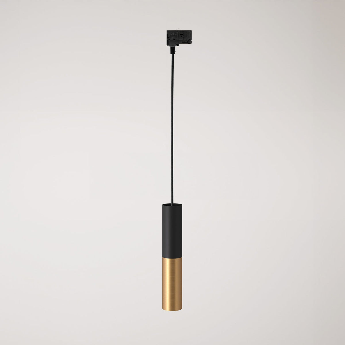 Pendelleuchte für Stromschienensystem mit doppeltem Lampenschirm Tub-E14 – Schwarz und Satin Bronze