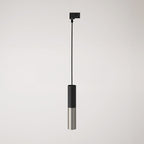 Pendelleuchte für Schiene mit Doppelschirm Tub-E14 – Schwarz & Satiniert Titan