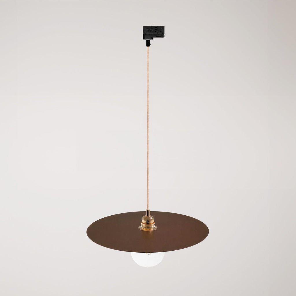 Pendelleuchte für Schienensysteme mit XL Ellepi-Lampenschirm - Corten-Effekt