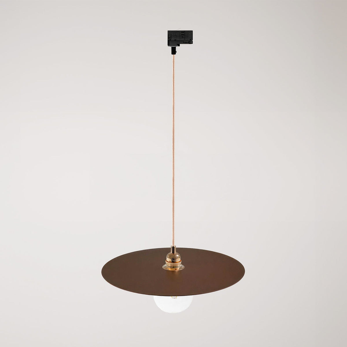 Pendelleuchte für Schienensysteme mit XL Ellepi-Lampenschirm - Corten-Effekt