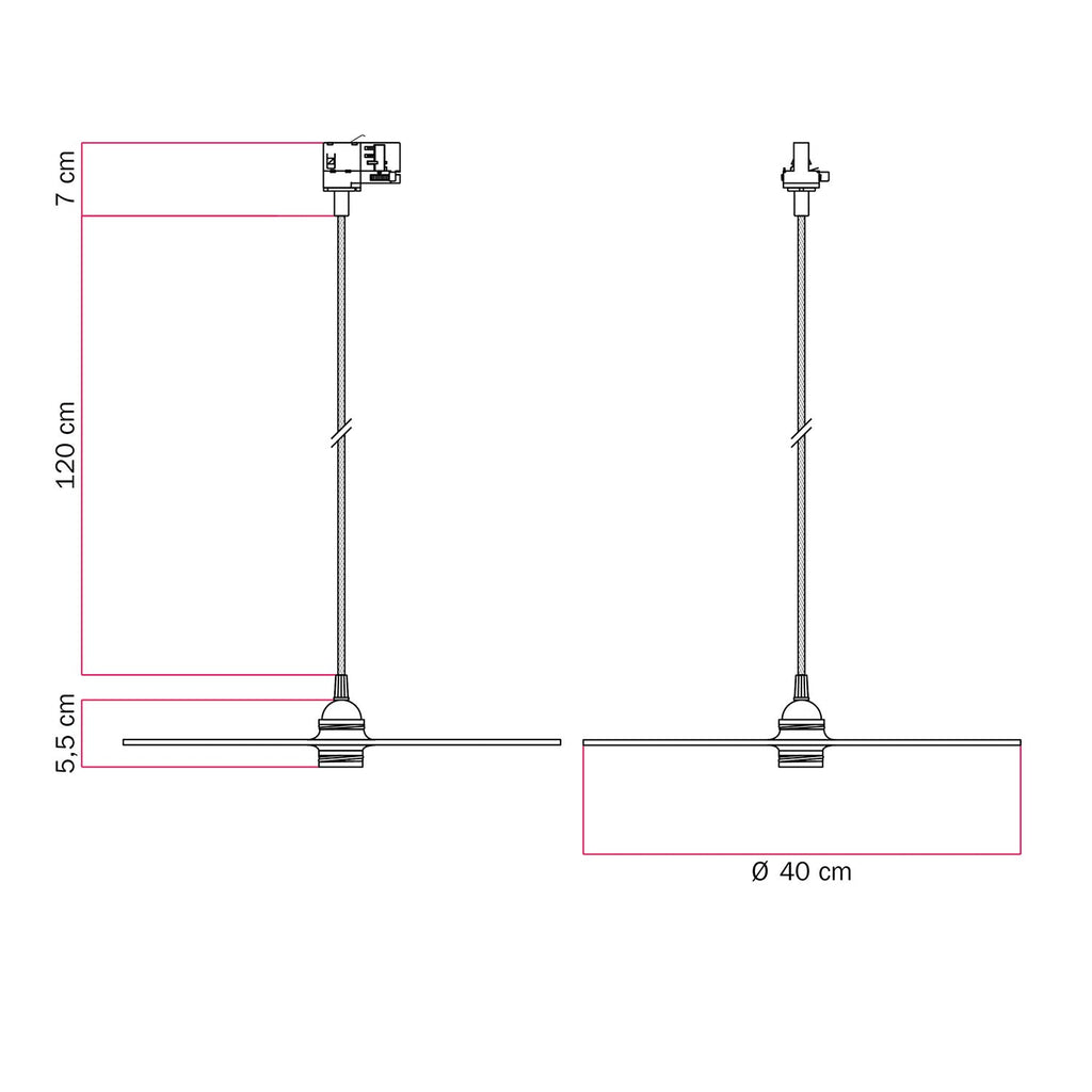 Pendelleuchte für Schienensysteme mit XL Ellepi-Lampenschirm - Corten-Effekt – Ansicht 6