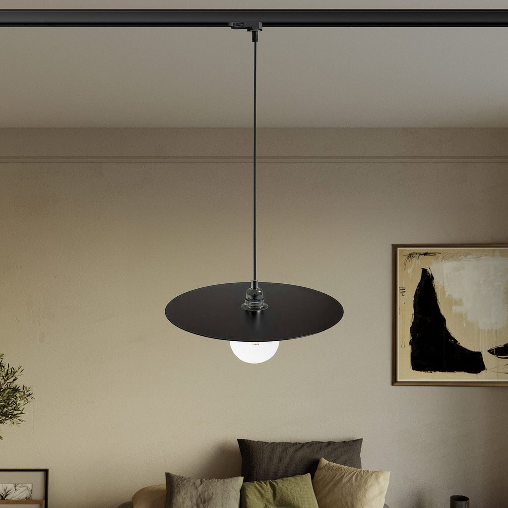 Pendelleuchte für Schienen mit XL-Ellepi-Schirm – Schwarz – Ansicht 2