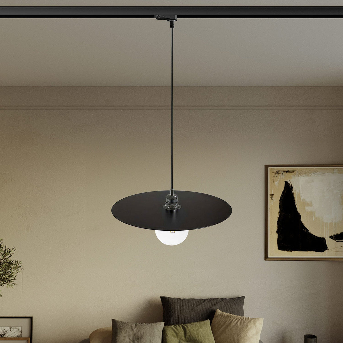 Pendelleuchte für Schienen mit XL-Ellepi-Schirm – Schwarz – Ansicht 2