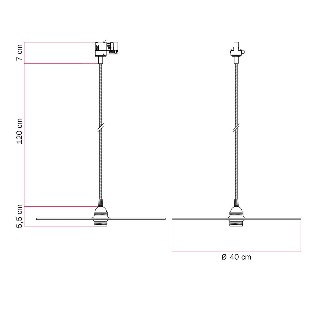 Pendelleuchte für Schienen mit XL-Ellepi-Schirm – Schwarz – Ansicht 6