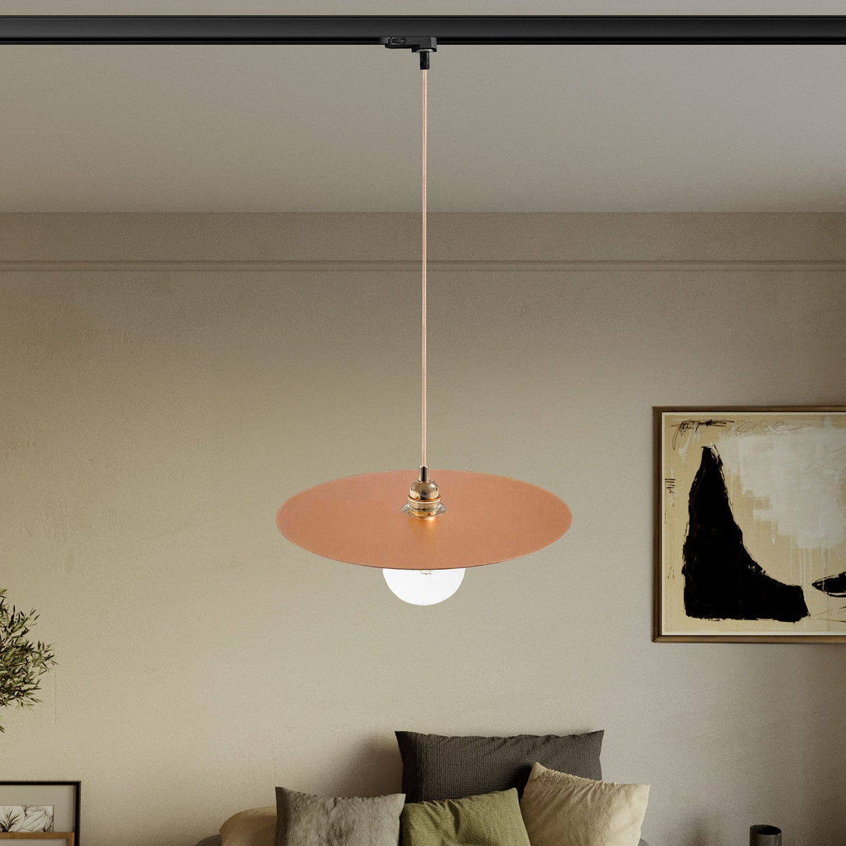 Pendelleuchte für Schienen mit XL Ellepi-Lampenschirm – Kupfer – Ansicht 2