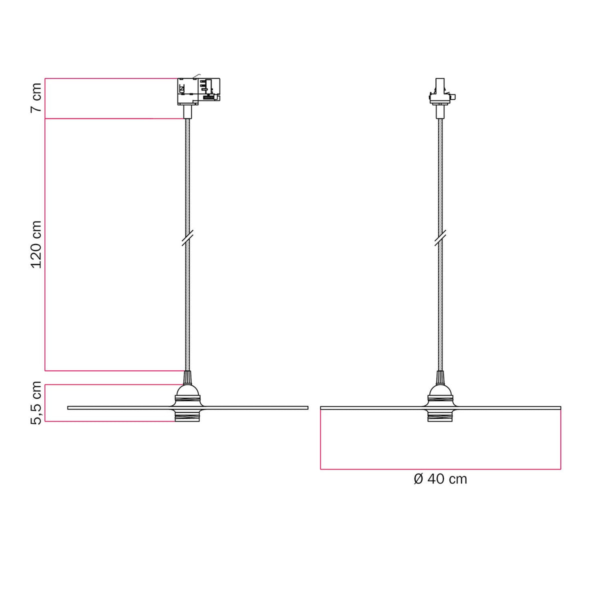 Pendelleuchte für Schienen mit XL Ellepi-Lampenschirm – Kupfer – Ansicht 6