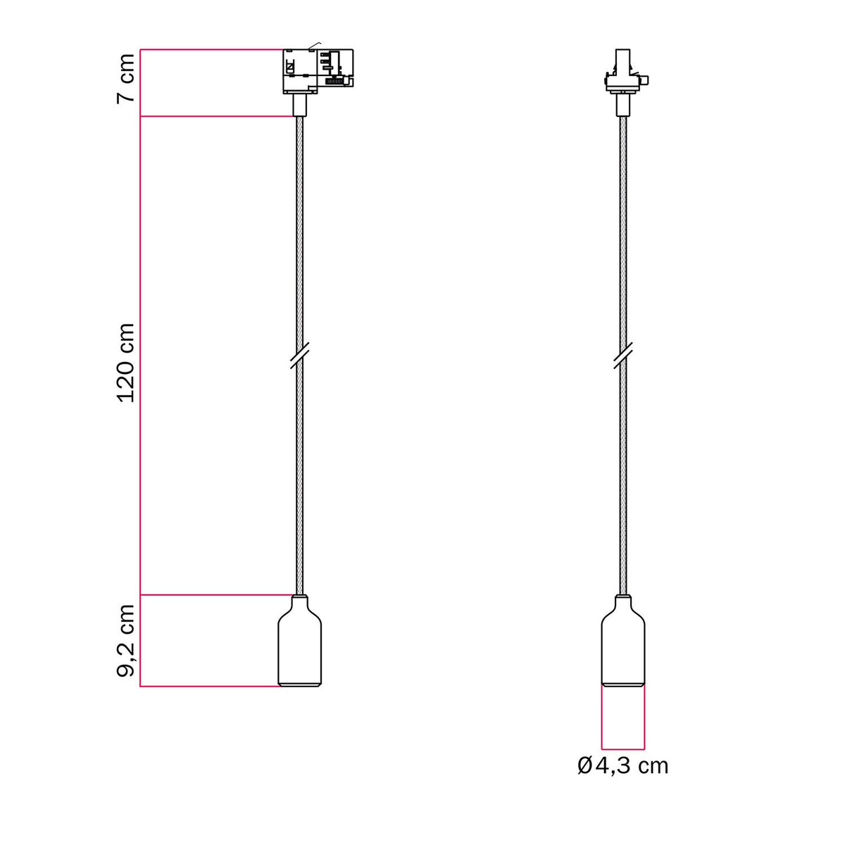 Pendelleuchte für Schienensystem aus Silikon mit Textilkabel - Weiß – Ansicht 6