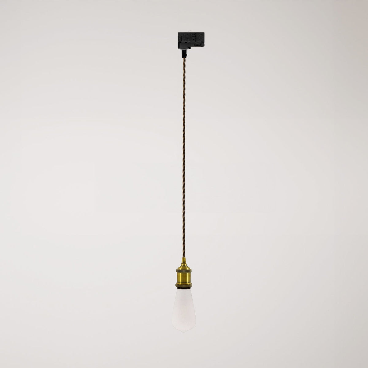 Vintage-Pendelleuchte für Stromschienen mit geflochtenem Kabel – Satinbronze