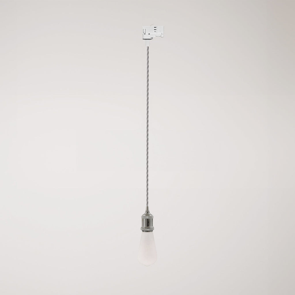 Vintage-Pendelleuchte für Schienensysteme mit gedrehtem Kabel – Chrom