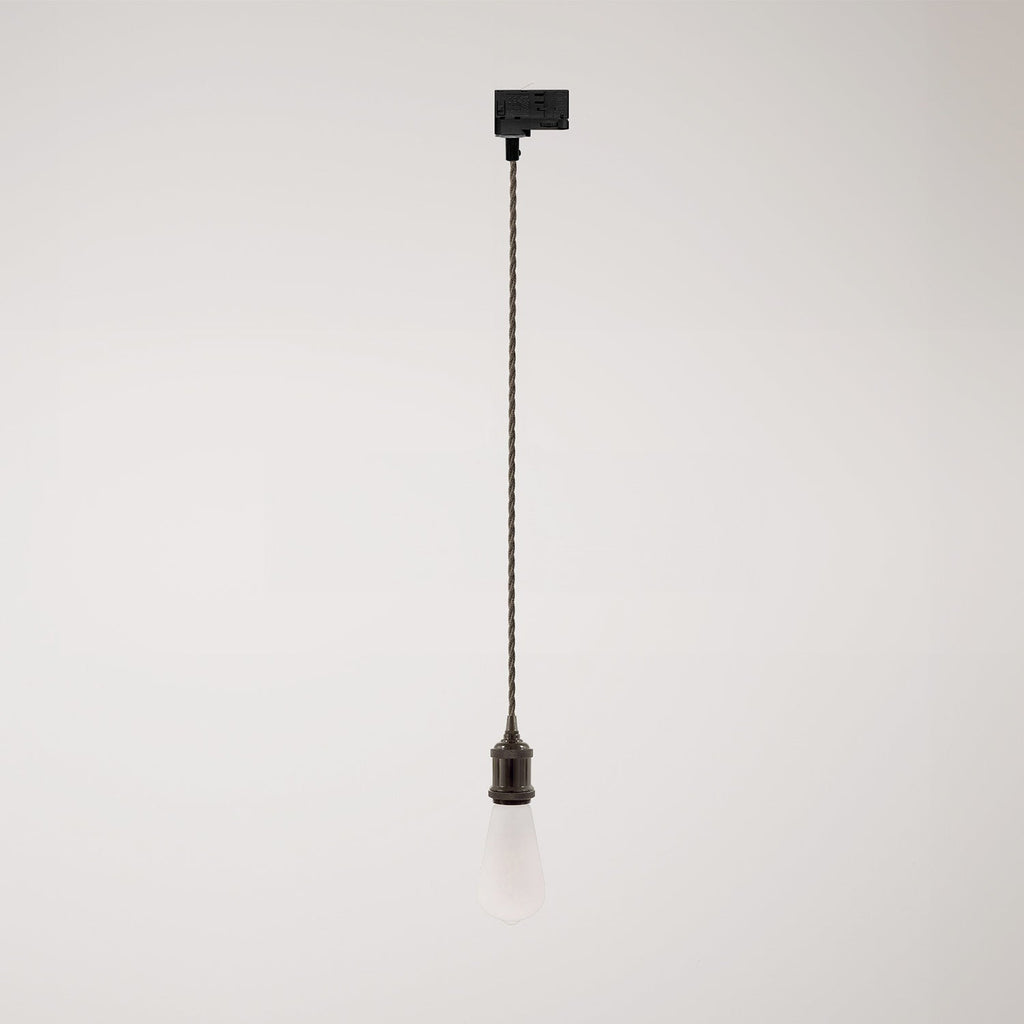 Vintage-Pendelleuchte für Stromschienen mit geflochtenem Kabel – Schwarz Perle