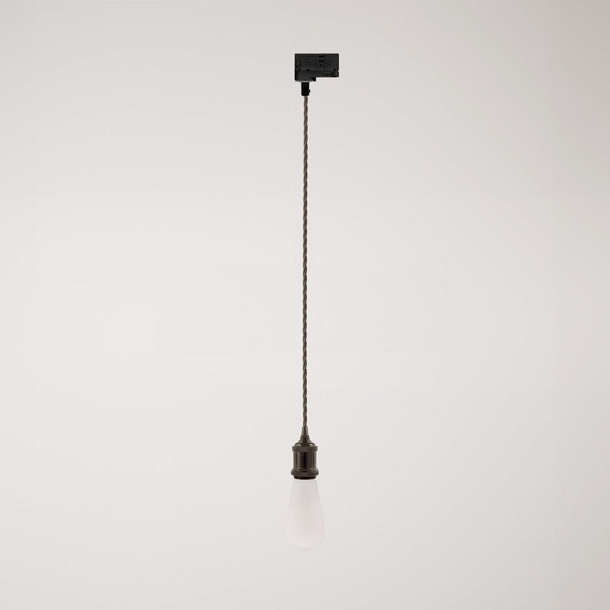 Vintage-Pendelleuchte für Stromschienen mit geflochtenem Kabel – Schwarz Perle