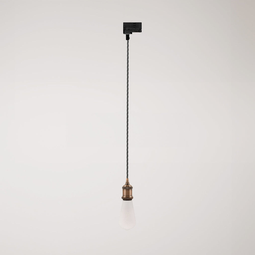 Pendelleuchte Vintage für Schienensystem mit geflochtenem Kabel – Satin-Kupfer