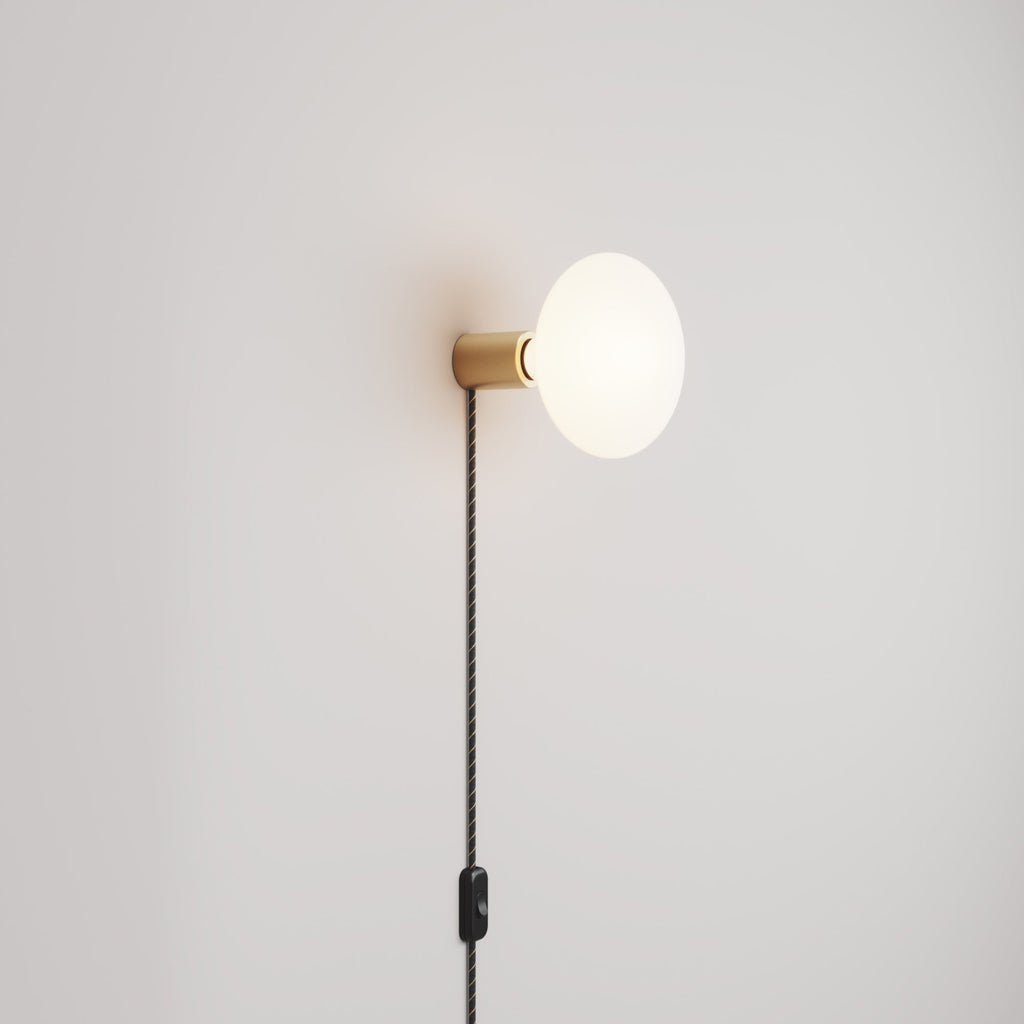 Lampe mit Stecker mit metallischer Oberfläche und Glühbirne LED Ellipse mit Porzellan-Effekt – Satiniertes Bronze