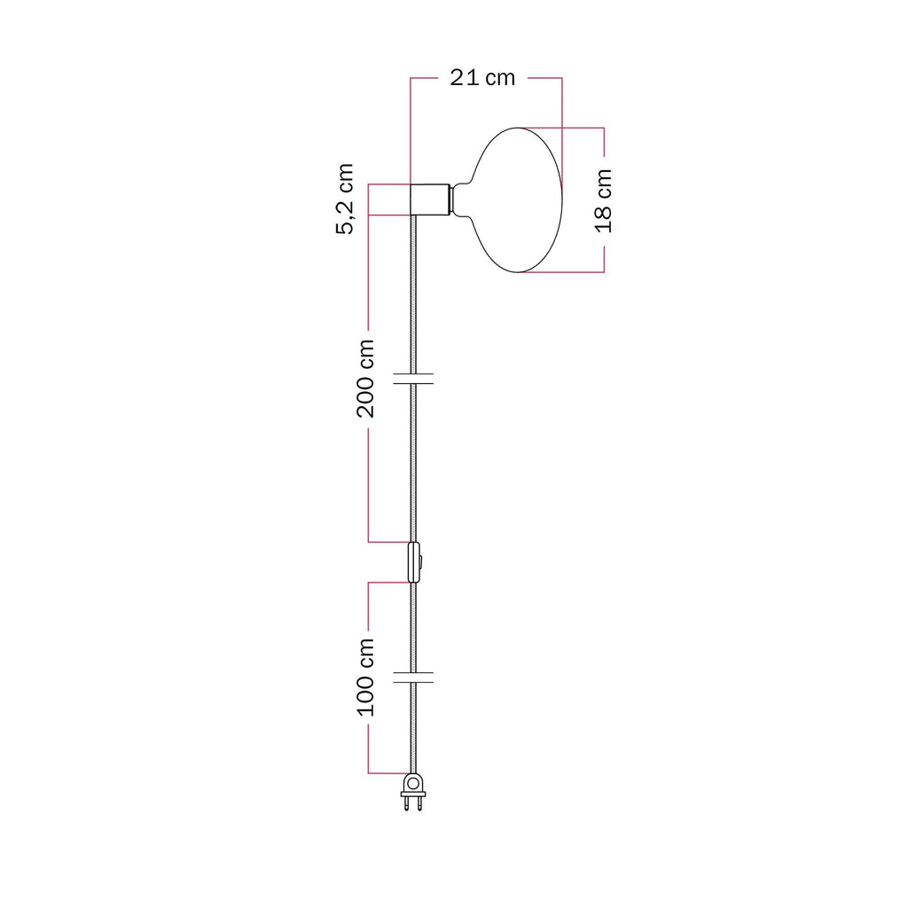 Leuchte mit Stecker mit metallischer Oberfläche und LED-Glühbirne Ellipse in Porzellanoptik – Satin-Titan – Ansicht 5