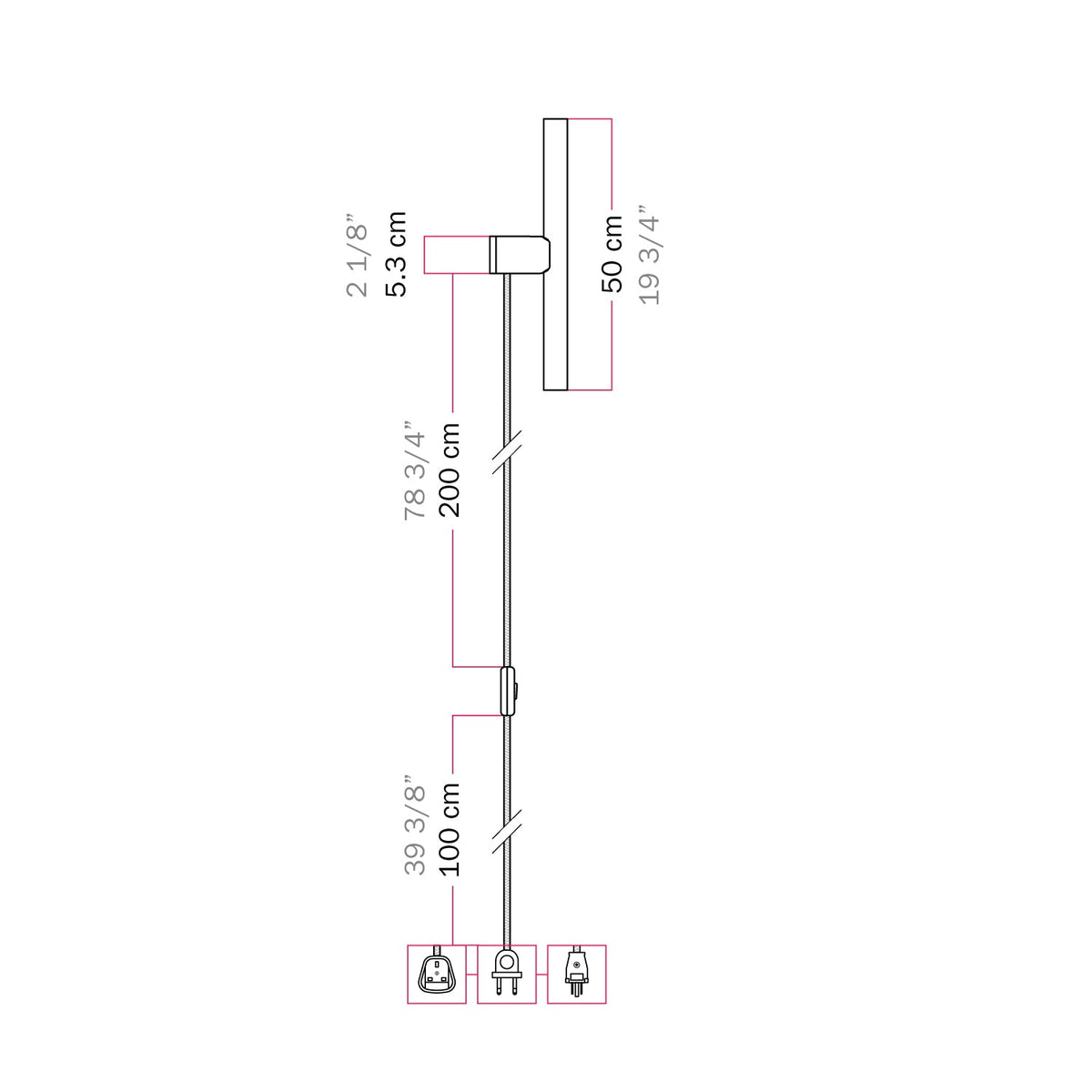 Steckerleuchte mit Metallfinish und S14d-LED-Linienlampe – Gebürstete Bronze – Ansicht 6
