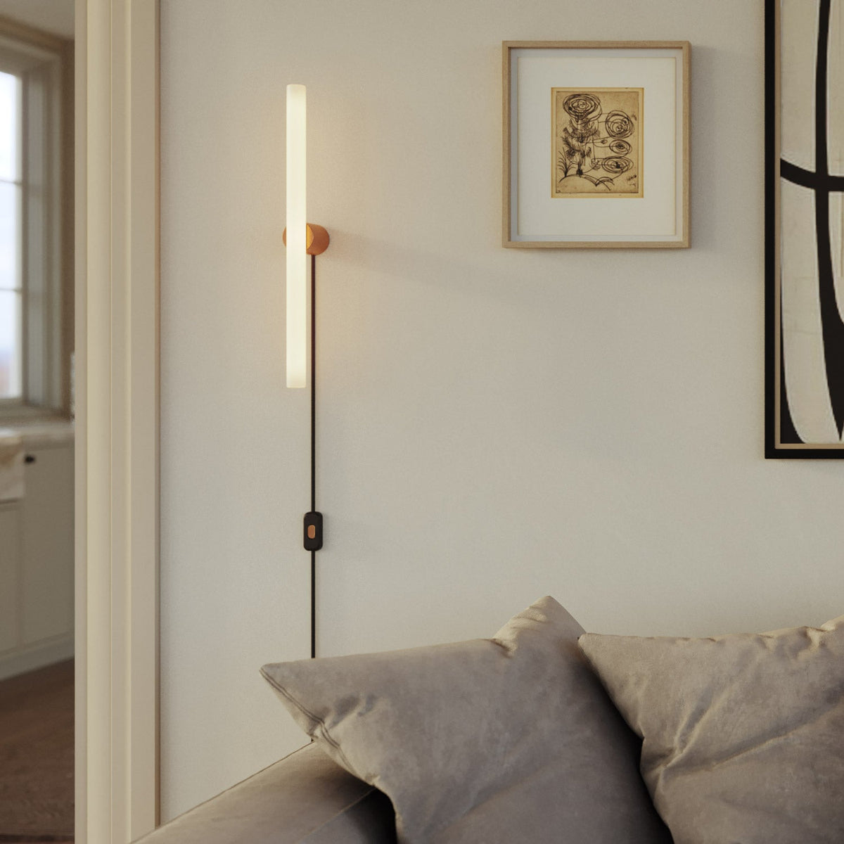 Steckerleuchte mit Metallfinish und linearer S14d LED-Lampe – Satin-Kupfer – Ansicht 2