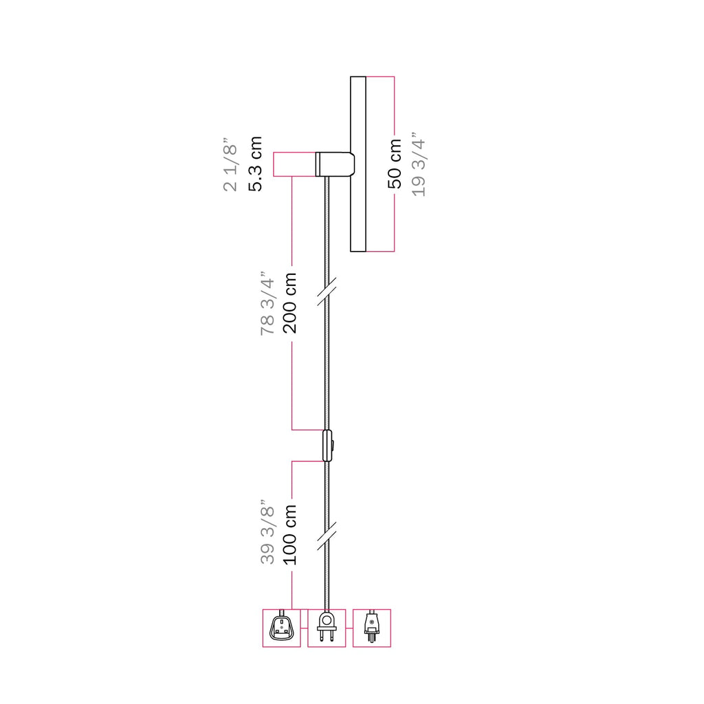 Lampe mit Stecker, Metallfinish und linearer LED-Lampe S14d – Satinierter Titan – Ansicht 6