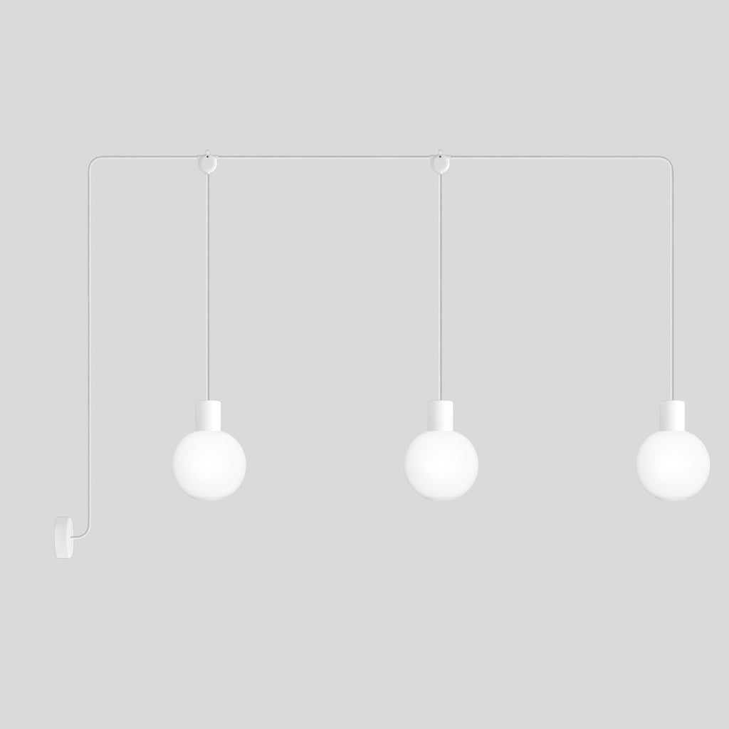 Außenleuchte Modulair IP65 mit 3 Abhängungen und bruchsicheren Unbreak-a-Ball-Lampenschirmen – Weiß
