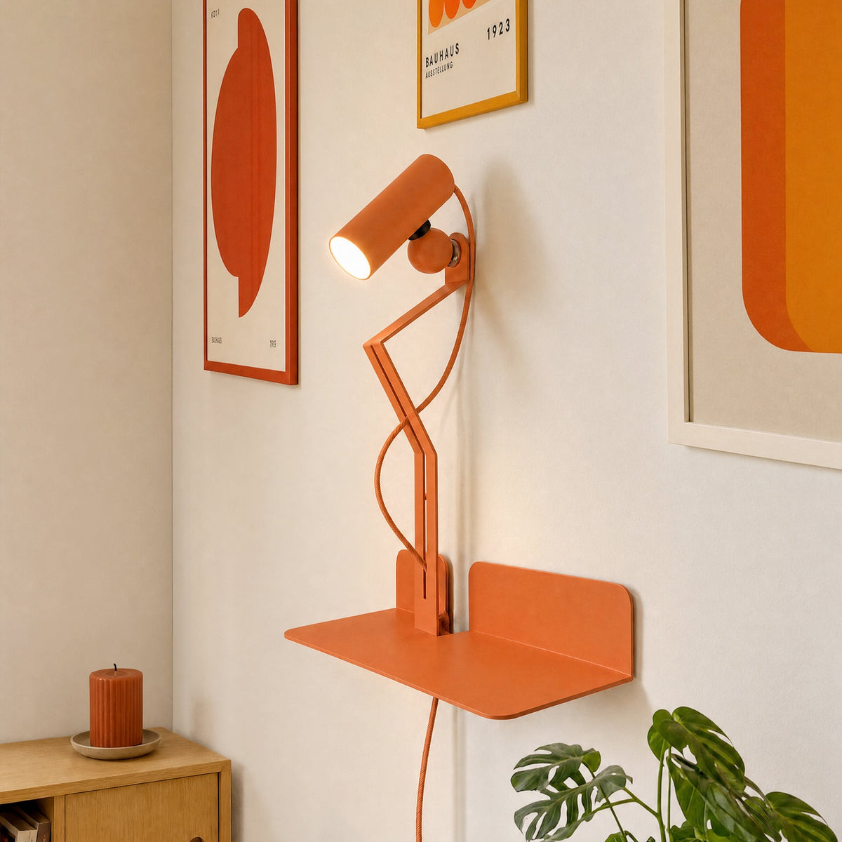 Wandleuchte mit Ablage und magnetischem, verstellbarem Spots – Murio Tubo – Orange – Ansicht 2