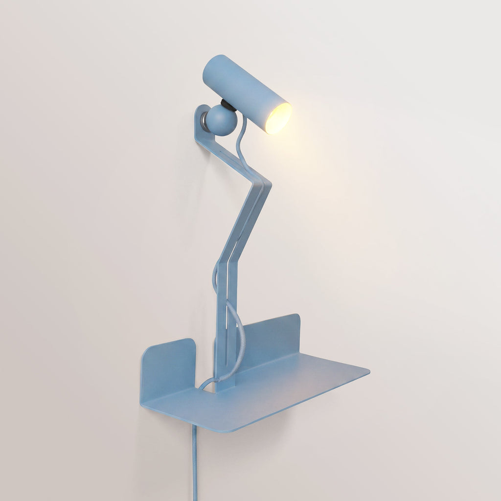 Wandleuchte mit Ablage und verstellbaren magnetischen Spots – Murio Tubo – Blau