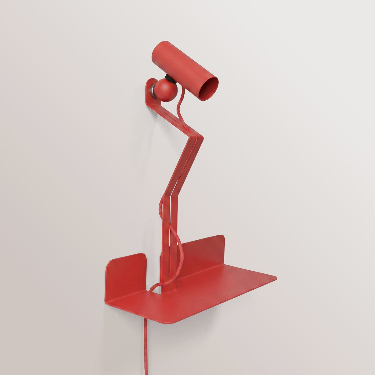 Wandleuchte mit Ablage und verstellbaren magnetischen Spots – Murio Tubo – Rot – Ansicht 3