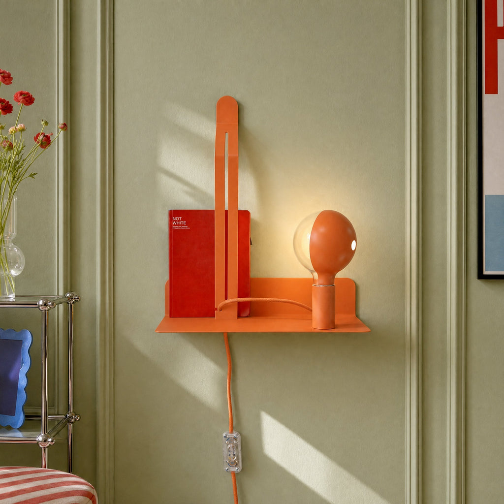 Wandleuchte mit Ablage und lackierter LED-Glühbirne G125 – Murio Talia – Orange – Ansicht 2