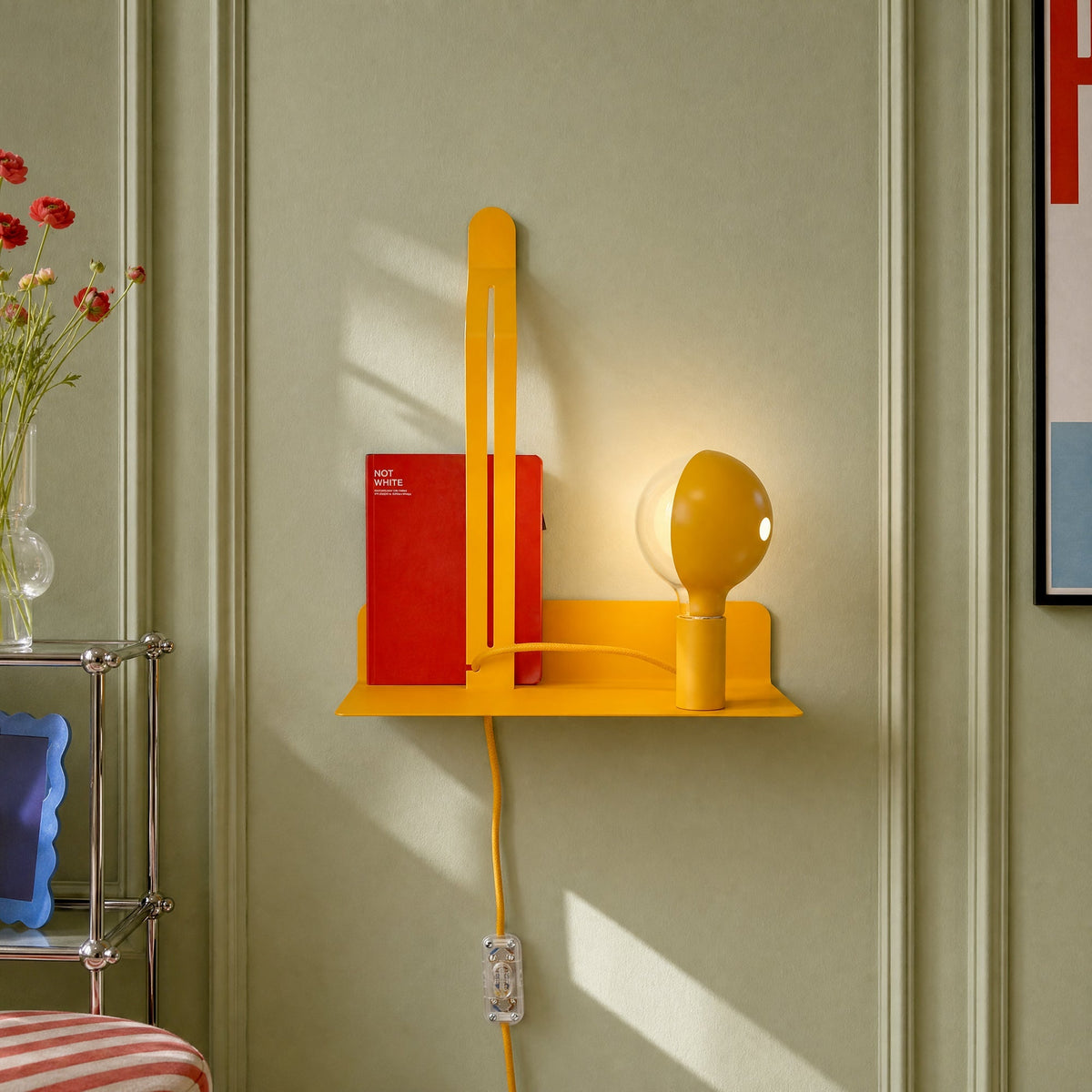 Wandleuchte mit Ablage und lackierter LED-Glühbirne G125 – Murio Talia – Gelb – Ansicht 2