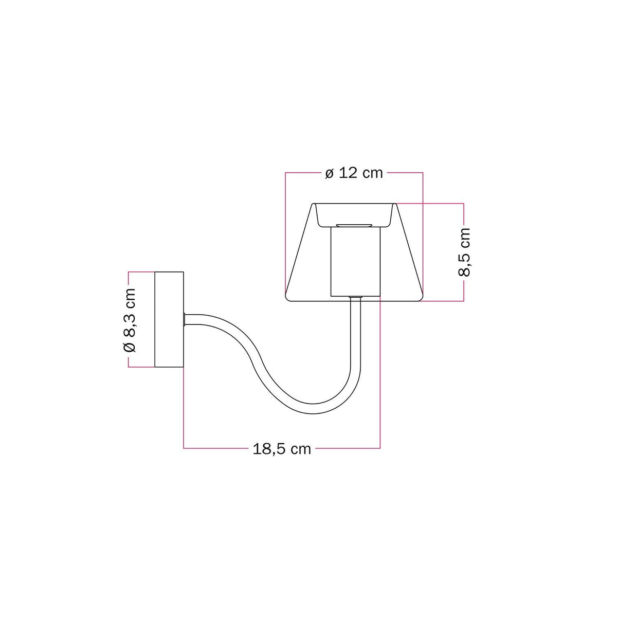 Wandleuchte Fermaluce G07 mit S-Ausleger – Mattweiß – Ansicht 5