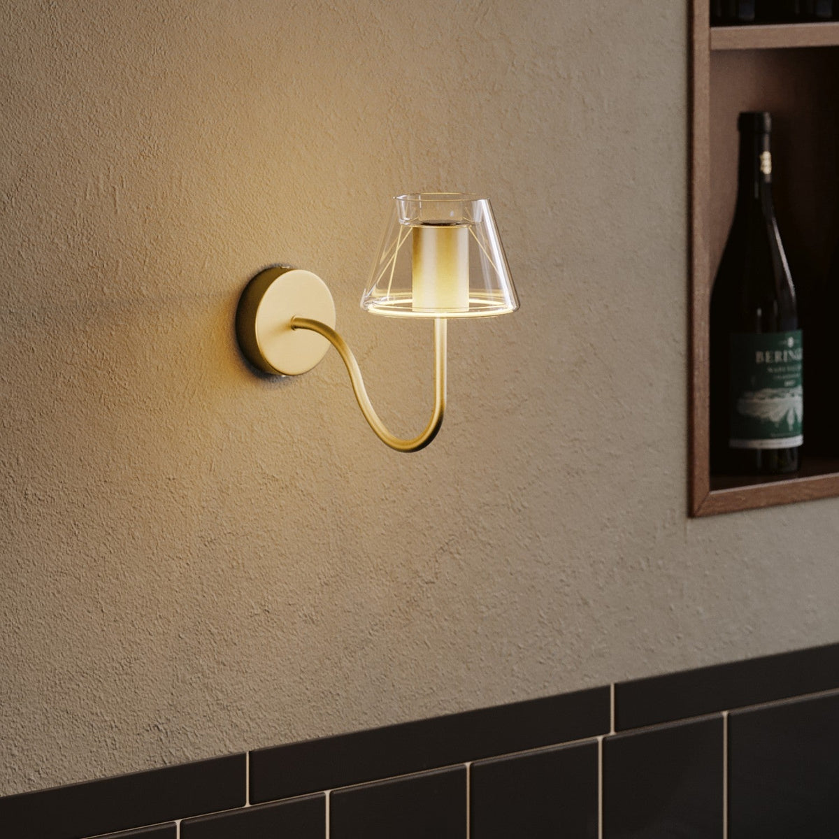 Wandleuchte Fermaluce G07 mit S-Ausleger – Satinbronze – Ansicht 2