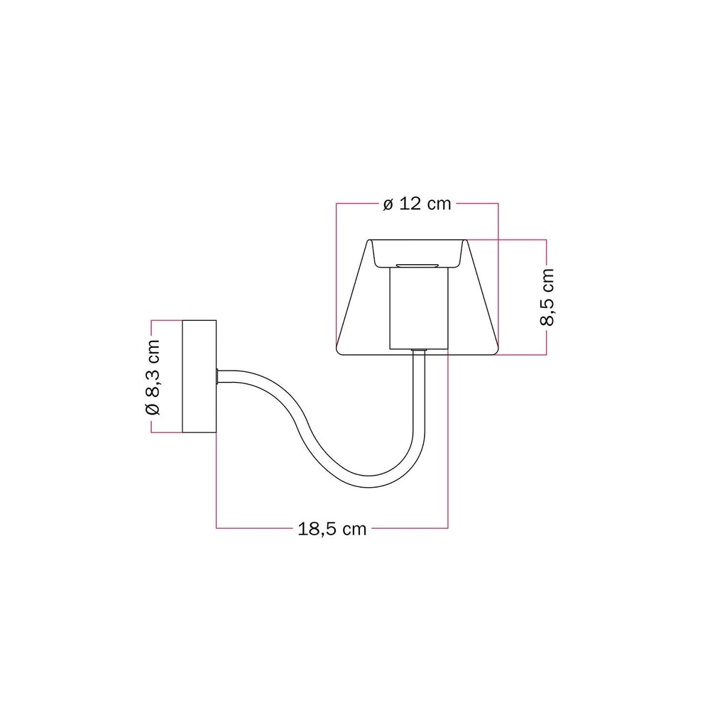 Wandleuchte Fermaluce G07 mit S-Ausleger – Schwarz – Ansicht 5