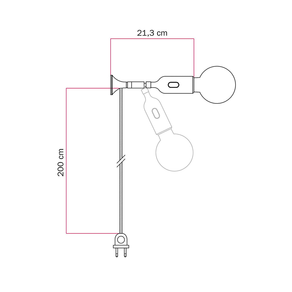 MAG-Y Wandleuchte mit Gelenk und Lampenfassung aus Silikon mit Schalter - Petrol – Ansicht 4