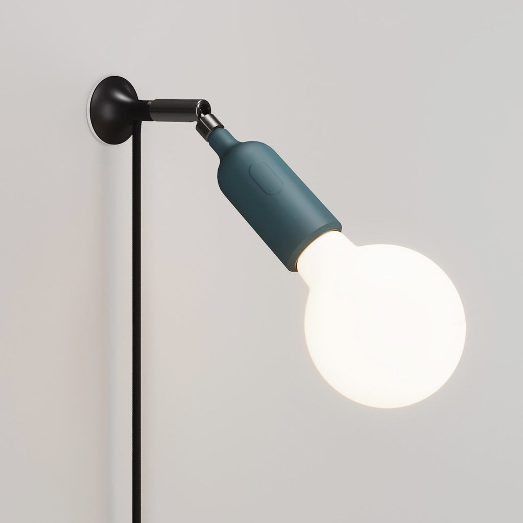MAG-Y Wandleuchte mit Gelenk und Lampenfassung aus Silikon mit Schalter - Petrol