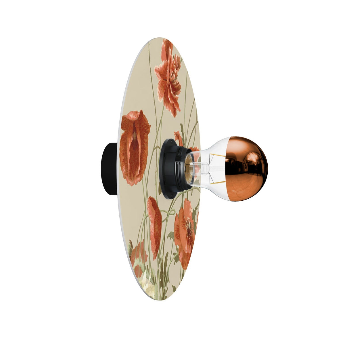 Wand- oder Deckenleuchte mit floral gemustertem Schirm „Blossom Haven“ Botanik-Mohn – Wasserdicht IP44