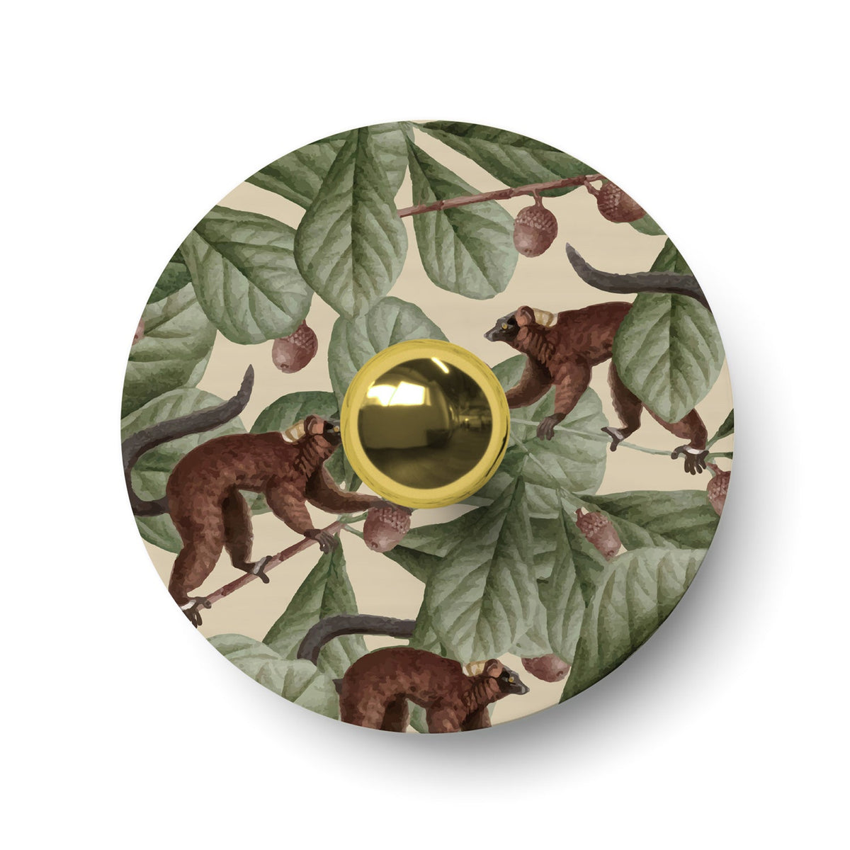 Wand- oder Deckenleuchte mit Lampenschirm mit Dschungeltieren 'Wildlife Whispers' – Tiere Lemuren – Wasserdicht IP44 – Ansicht 3