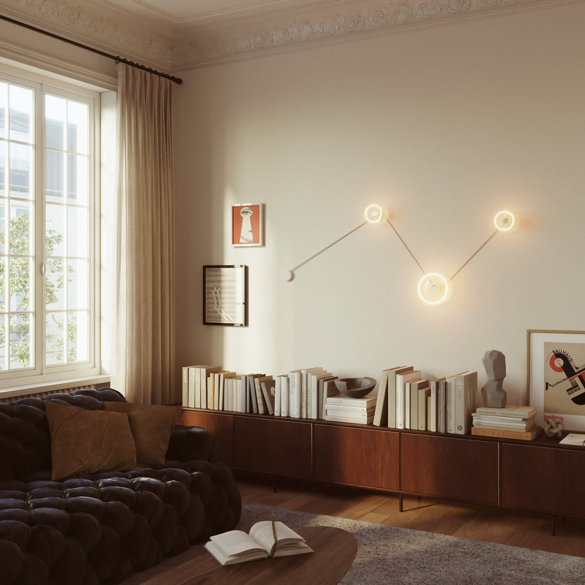Wandleuchte Spostaluce mit 3 Ghost-Glühbirnen und weißem Kabel – Ansicht 2